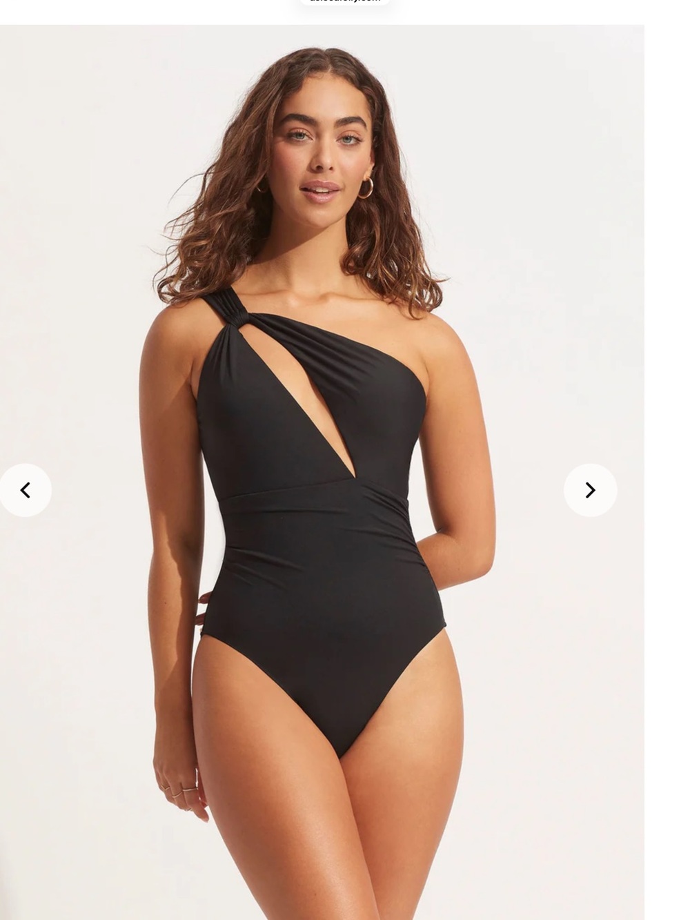 Seafolly One Shoulder Asymmetrical Neckline Black One Piece Size AU16-US12